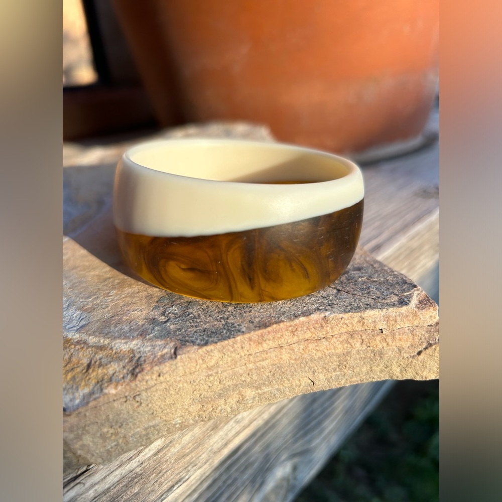 Brown Bangle Resin Block Bracelet NWT